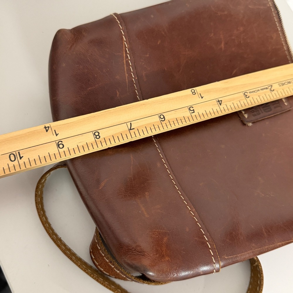 Portland Leather Goods Crossbody Bag Womens Small Brown Leather Zip Top - Picture 7 of 7
